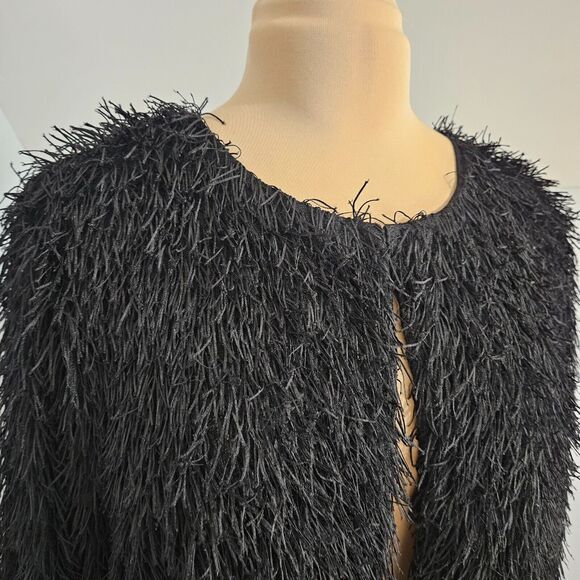 Max Edition Cardigan Womens XL Black Eyelash Shaggy Fringe Knit Open Sweater - Picture 6 of 13